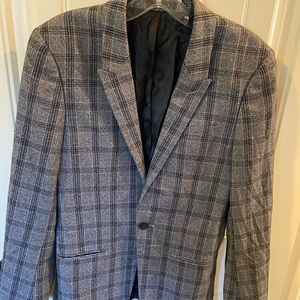 Topman gray blazer with windowpane design 34R